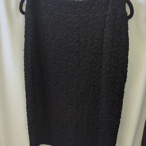 Jones New York Black Textured Lace Pencil Skirt Size Small Elastic Waist